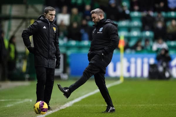 Hibs manager Lee Johnson on the touchline during the 4-1 defeat to Rangers. (Photo by Mark Scates / SNS Group)