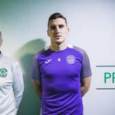 Hibs doctor, Duncan Reid with centre-back Paul Hanlon.