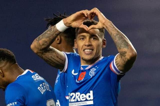 James Tavernier celebrates his goal against Hamilton Academical. (Photo by Alan Harvey / SNS Group)