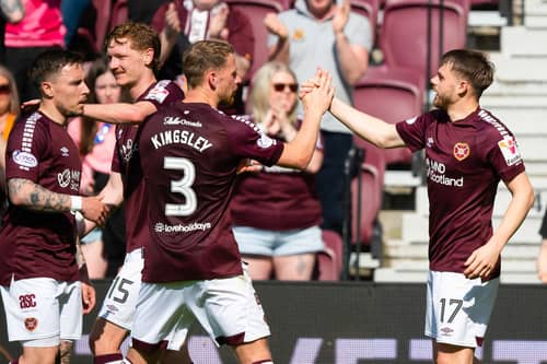 Barrie McKay, left, excelled as Hearts defeated Dundee 3-0 at Tynecastle.