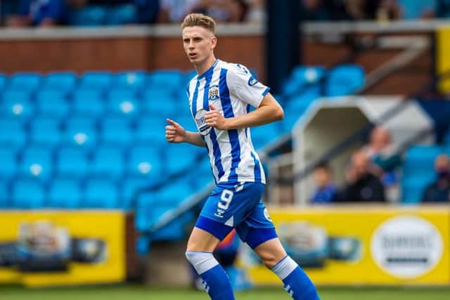 Kilmarnock's Oli Shaw in action during an SPFL Trust Trophy match between Kilmarnock and Falkirk at Rugby Park, on September 04, 2021, in Kilmarnock, Scotland (Photo by Roddy Scott / SNS Group)