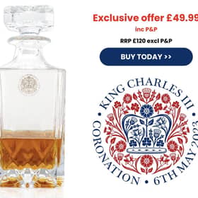 LIMITED EDITION: King Charles III commemorative crystal decanter with royal seal