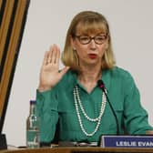 Scottish Parliament handout photo of Permanent Secretary to the Scottish Government Leslie Evans giving evidence at Holyrood to a Scottish Parliament committee examining the handling of harassment complaints involving current and former Ministers.