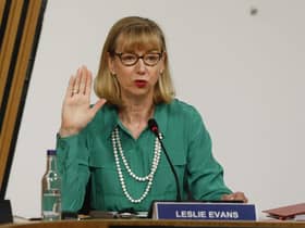 Scottish Parliament handout photo of Permanent Secretary to the Scottish Government Leslie Evans giving evidence at Holyrood to a Scottish Parliament committee examining the handling of harassment complaints involving current and former Ministers.