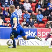 Yutaro Oda lashes home the opening goal for Hearts against St Johnstone.