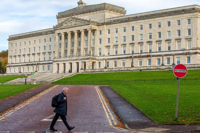 Parliament Buildings, the seat of the Northern Ireland Assembly, are pictured on the Stormont Estate in Belfast, Northern Ireland. Picture: Paul Faith/AFP via Getty Images