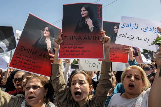Protests in Iran and across the world broke out after 22-year-old Mahsa Amini died while in the custody of Iran's 'morality police'. Picture: Safin Hamed/AFP via Getty Images