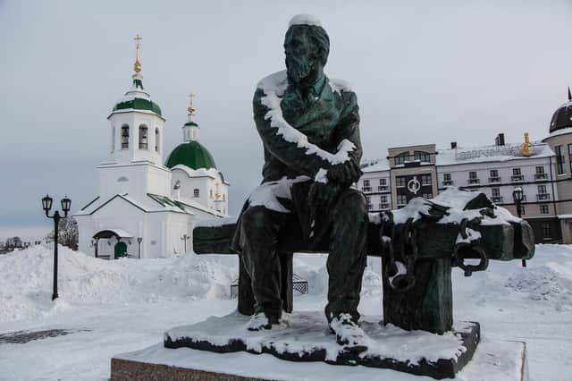 Ditching Russian art like the books of Fyodor Dostoevsky, whose statue in the city of Tobolsk is close to a prison where he was held, is a mistake (Picture: Alexander Aksakov/Getty Images)