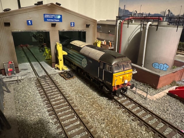 Direct Rail Services Swinton Depot with DRS Class 57 locomotive on shed