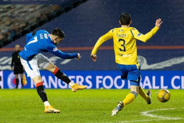 Ianis Hagi steers home a fine left foot shot to make the breakthrough for Rangers against St Johnstone at Ibrox. (Photo by Alan Harvey / SNS Group)
