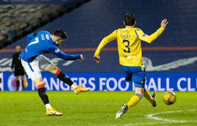 Ianis Hagi steers home a fine left foot shot to make the breakthrough for Rangers against St Johnstone at Ibrox. (Photo by Alan Harvey / SNS Group)