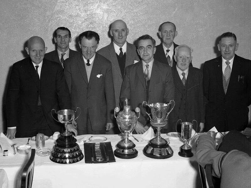 Bowling was a popular pastime in the Meadows in the 1960s. This picture shows the end-of-year presentation of prizes at the Meadows Bowling Club on November 9, 1963.
