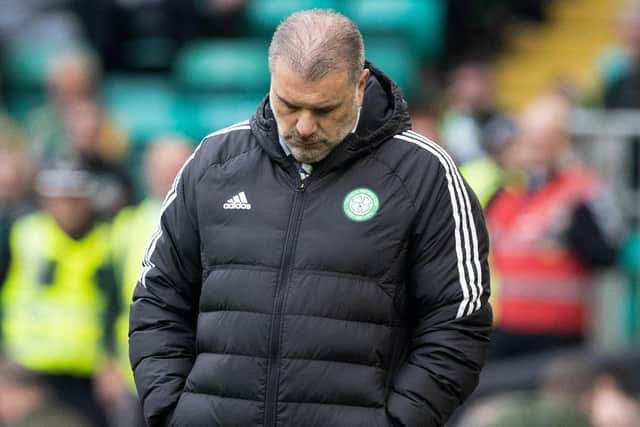 Celtic manager Ange Postecoglou at full time after the 1-1 draw with Motherwell. (Photo by Craig Williamson / SNS Group)