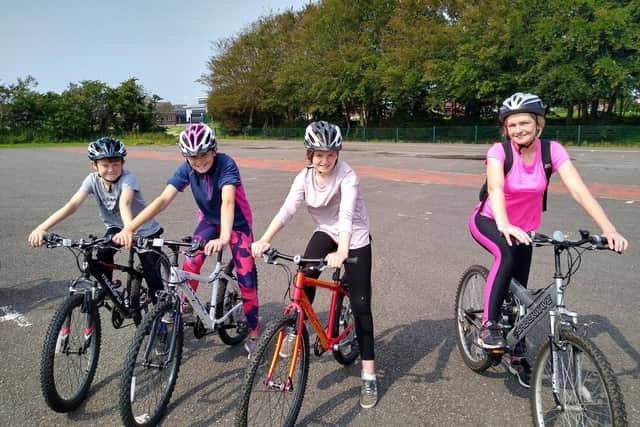 Youngsters from Annan taking part in a Cycling Scotland Essential Cycling Skills course. (Photo by Cycling Scotland)