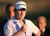 Bob MacIntyre gives a speech during the prize giving ceremony after winning the DS Automobiles Italian Open at Marco Simone Golf Club in Rome on Sunday. Picture: Stuart Franklin/Getty Images.