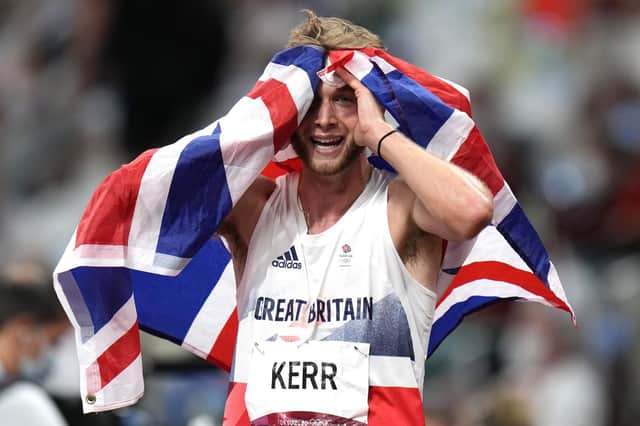 Josh Kerr reacts after his third place finish in the final of the Olympic men's 1,500-metres in Tokyo. Picture: Petr David Josek/AP