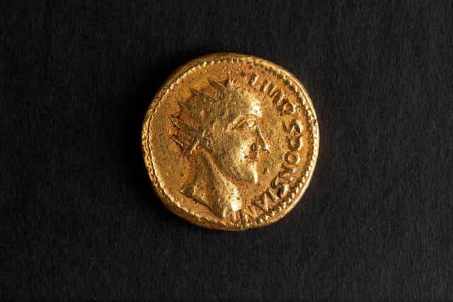 A gold coin with an image depicting the long-lost Roman emperor, Sponsian (Picture: handout/The Hunterian/AFP via Getty Images)