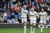 Dundee United's Craig Sibbald celebrates his goal to make it 2-1 to his side in front of dismayed Rangers supporters  (Photo by Alan Harvey / SNS Group)