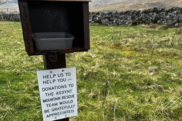 The collection box for the Assynt Mountain Rescue Team was broken into and had all donations stolen (Police Scotland handout)