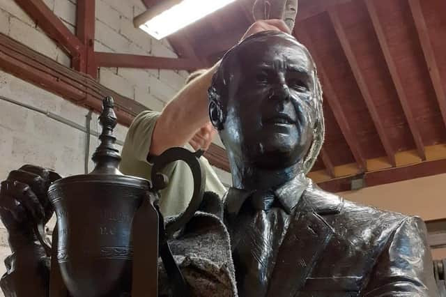 The Jim McLean statue undergoes some final touches at the Powderhall Bronze fine art foundry in Edinburgh