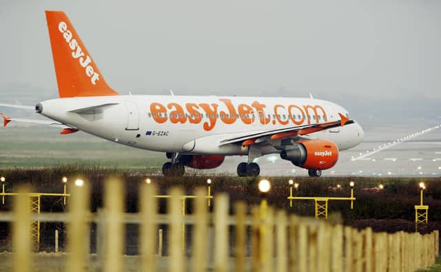 The airline easyJet will stop all flights between UK and Spain from Monday amid the Coronavirus pandemic with a number of rescue flights being organised to get passengers home. (Photo credit should read ADRIAN DENNIS/AFP/Getty Images)