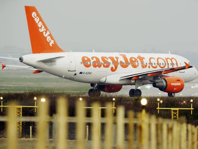 The airline easyJet will stop all flights between UK and Spain from Monday amid the Coronavirus pandemic with a number of rescue flights being organised to get passengers home.    (Photo credit should read ADRIAN DENNIS/AFP/Getty Images)