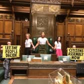 The picture tweeted by Extinction Rebellion showing protesters in the Commons Chamber. Picture: Twitter