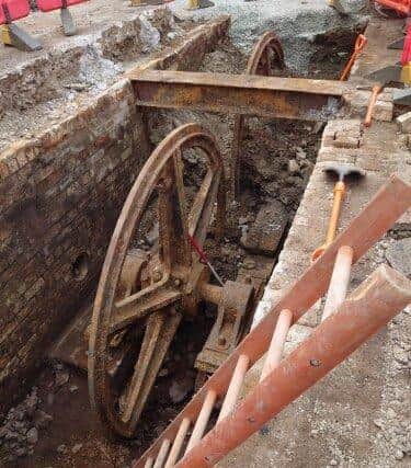 The giant wheels once turned the cables used to power the city's tram network and were rediscovered as work progressed on the new tram network. PIC: Contributed.