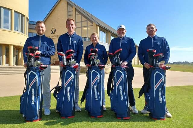 The first recipients of Carnoustie Golf Links High Performing Amateurs Funding Supportare , from left, Daniel Elder; Rory Bain; Claire Penman; George Finlay; and Scott Mann.