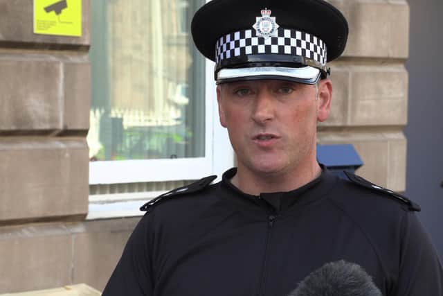 Chief Inspector Brian McAleese gives a statement at Stonehaven police station after three people died in a train derailment in Aberdeenshire on Wednesday. (Credit: PA Video/PA Wire)