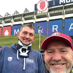 The late Doddie Weir (left) and former Scotland rugby captain Andy Nichol at Murrayfield.