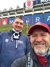 The late Doddie Weir (left) and former Scotland rugby captain Andy Nichol at Murrayfield.