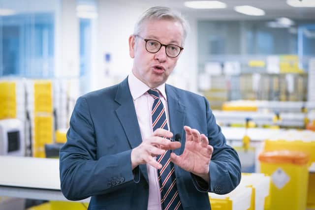 Cabinet Office minister Michael Gove speaks to the media during a visit to the Queen Elizabeth University Hospital Teaching Campus in Glasgow. Picture: Jane Barlow/PA Wire