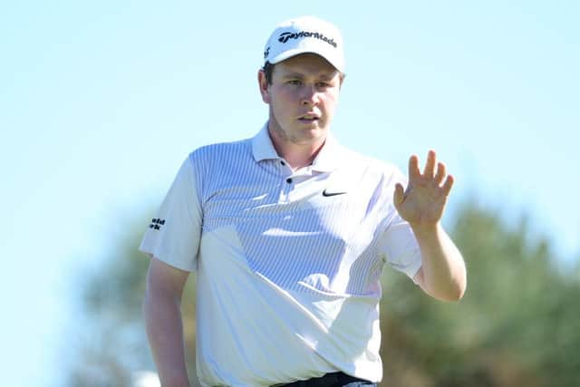 Bob MacIntyre celebrates a birdie putt on the 13th hole in the final round of the DS Automobiles Italian Open at Marco Simone Golf Club in Rome. Picture: Andrew Redington/Getty Images.