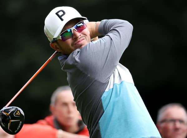 VIRGINIA WATER, ENGLAND - SEPTEMBER 07: Ewen Ferguson of Scotland tees off on the 3rd hole during the BMW PGA Championship Pro-Am at Wentworth Golf Club on September 07, 2022 in Virginia Water, England. (Photo by Warren Little/Getty Images)