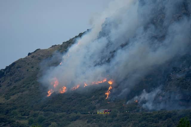 Firefighters at the scene of the Arthur's Seat blaze on Sunday (Picture: Peter Summers/Getty Images)