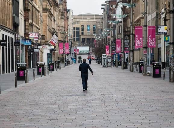 A deserted Glasgow, on March 24 after lockdown was introduced. Picture: John Devlin