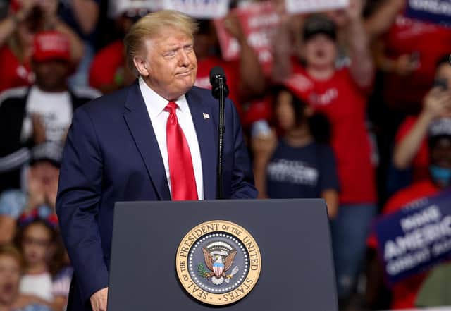 There were large swathes of seats at Donald Trump's first rally since the start of the coronavirus pandemic (Picture: Win McNamee/Getty Images)