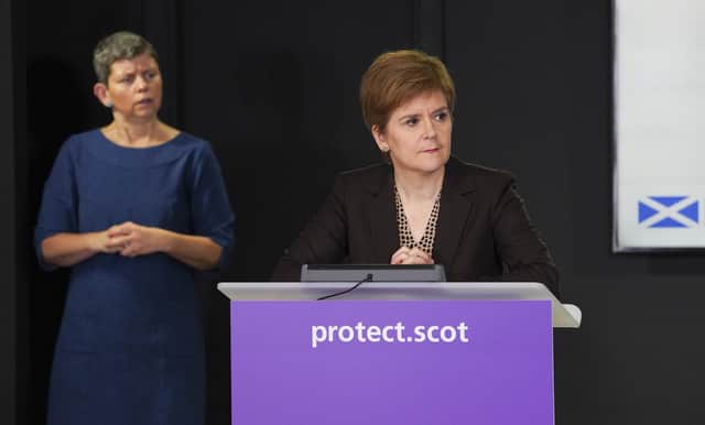 First Minister Nicola Sturgeon at today's coronavirus briefing where she fielded questions about SNP MP Margaret Ferrier