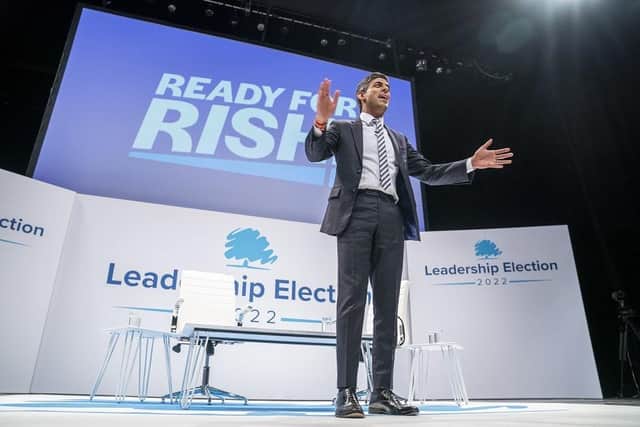 Rishi Sunak during a hustings event in Perth, Scotland, as part of the campaign to be leader of the Conservative Party and the next prime minister which he lost.