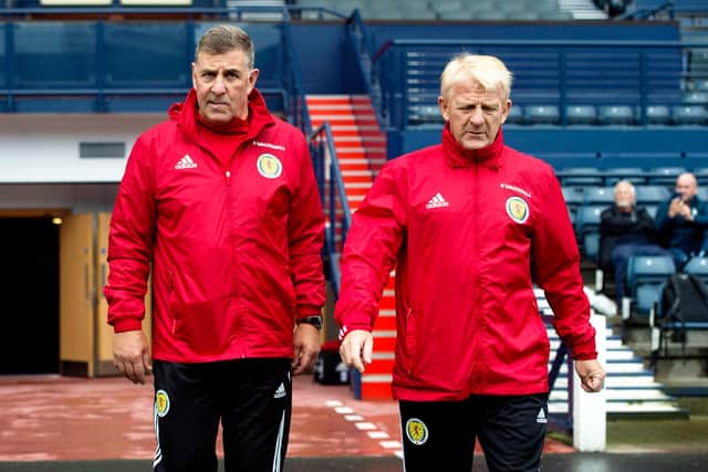 Gordon Strachan (right) with Mark McGhee when the pair were at Scotland together. They have been reunited at Dundee, where Strachan is technical director