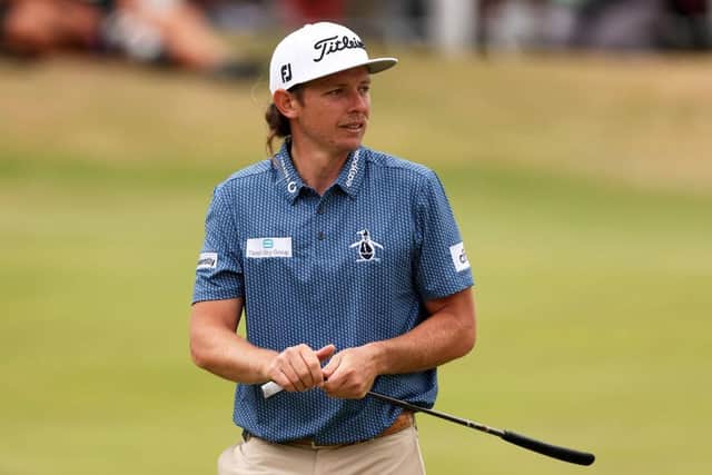 Cameron Smith of Australia reacts to a birdie on the 18th green at St Andrews. Picture: Harry How/Getty Images.