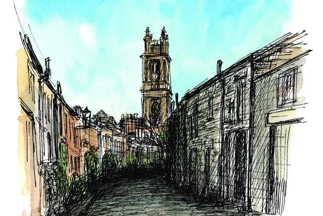 As the warmer weather became more frequent I started my sketching tours around Edinburgh’s newtown. For the first time I led groups alongto Circus Lane, which proved excellent for perspective sketching