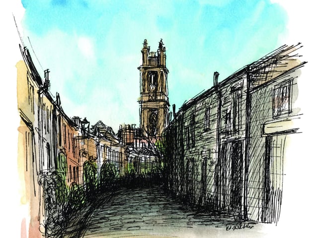 As the warmer weather became more frequent I started my sketching tours around Edinburgh’s newtown. For the first time I led groups alongto Circus Lane, which proved excellent for perspective sketching