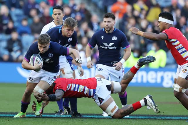 Darcy Graham gets Murrayfield roaring with the first break of the game.