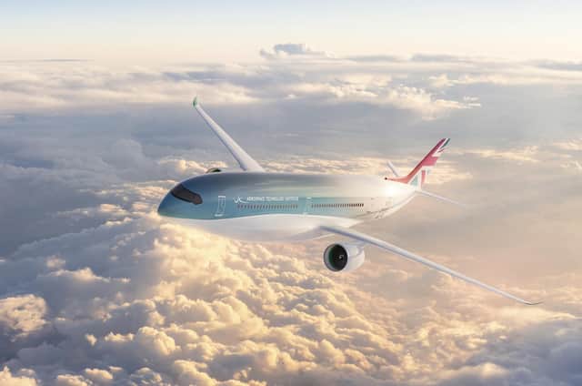 A liquid hydrogen-powered plane that is being developed in an attempt to operate non-stop zero carbon transatlantic flights.