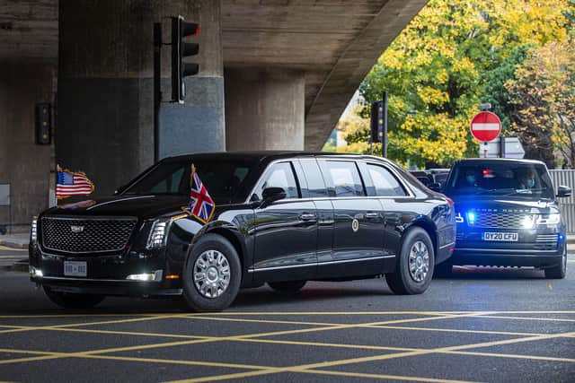 US President Joe Biden's motorcade seemed to go on for ever. Pic: Lisa Ferguson