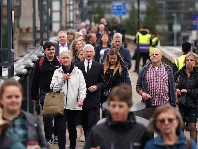 Members of the public in the queue on Lambeth Bridge, London, as they wait to view Queen Elizabeth II lying in state ahead of her funeral on Monday. By 10am on Thursday, the queue was around three miles long and stretched past London Bridge to HMS Belfast.