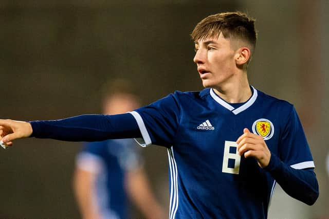 Billy Gilmour, seen here playing for the Under 21s, could make an imminent breakthrough into the full Scotland side (Photo by Ross MacDonald / SNS Group)