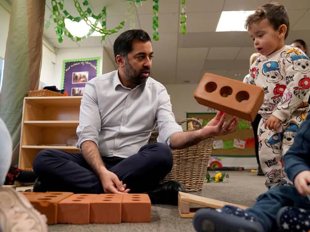 First Minister Humza Yousaf during a visit to TASK Childcare in Glasgow. Picture: Andrew Miligan/PA Wire